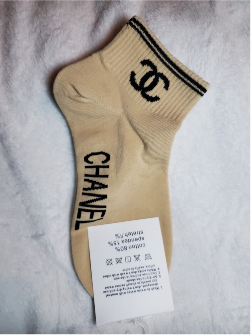 Beautiful Beige and Black Prestine Socks size 7-9
